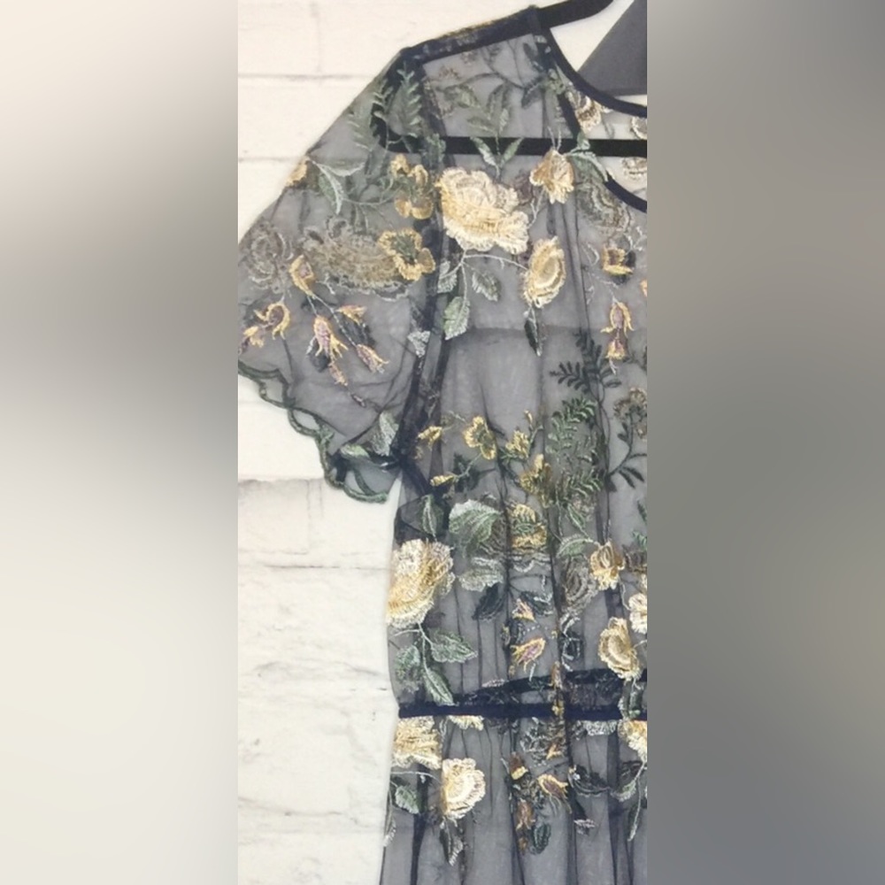 NWT - LuLaRoe DeAnne II Floral Embroidered Sheer Mesh Layering Maxi Dress 3XL